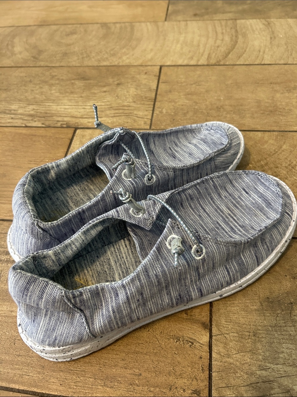 True Craft Cute Diamond Blue Knit Slip-On Shoes Women’s 8.5